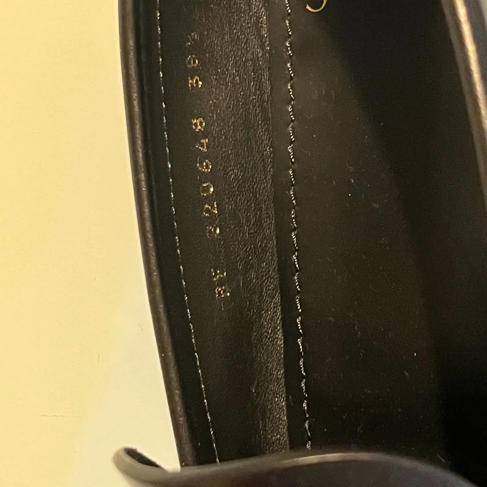 Saint Laurent Black Leather Penny Loafers with Gold Logo - Picture 6 of 10